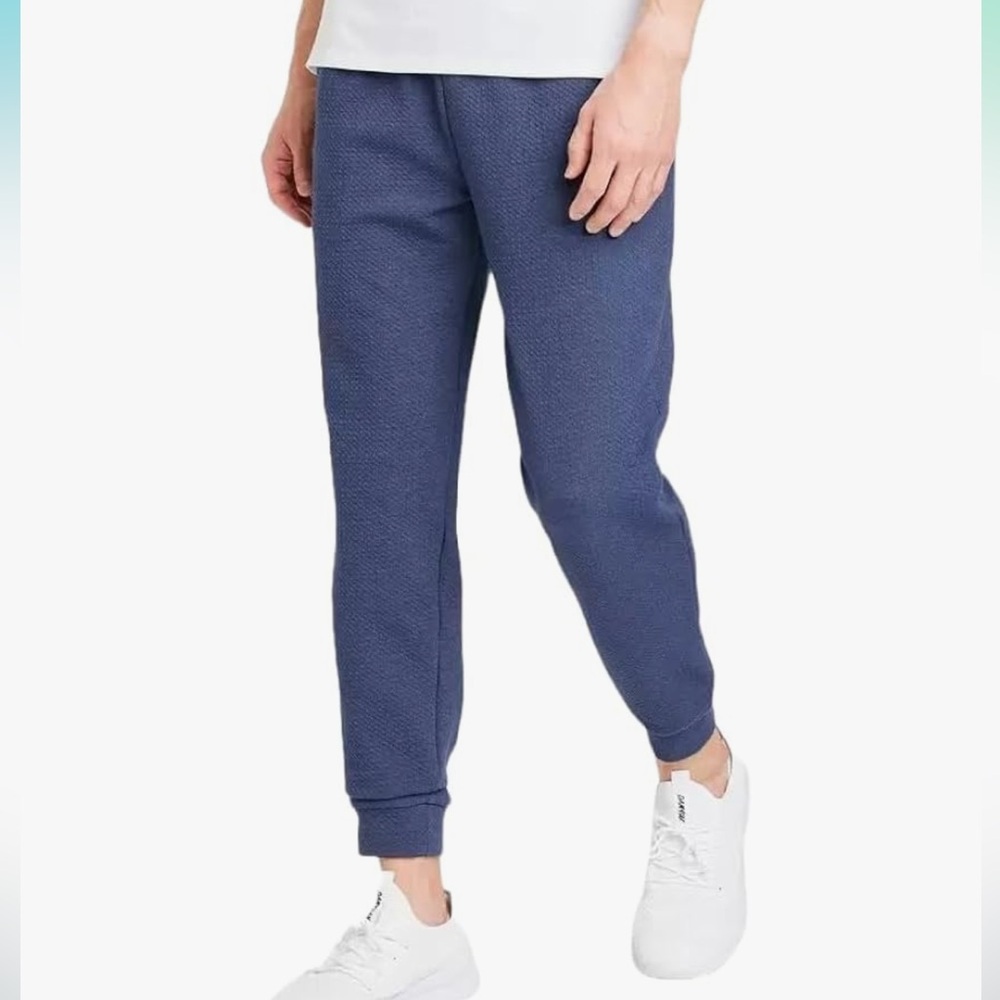 All In Motion Men’s Mid-Rise Textured Knit Joggers with Zip Pockets  Size S Blue
